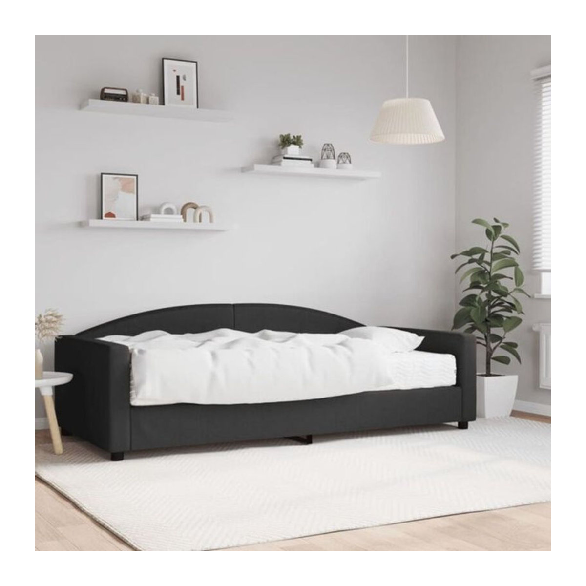 vidaxl Polsterbett Tagesbett mit Matratze aus Stoff und Metall in Schwarz, B/T/H: 200 x 100 x 75 cm - Bild 1