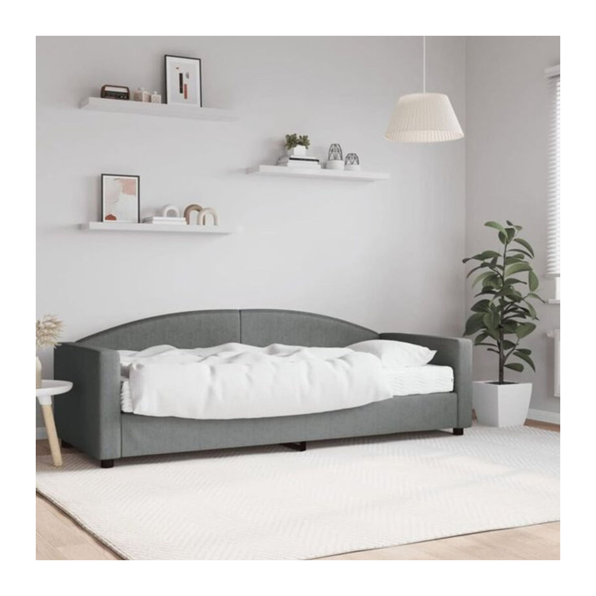 vidaxl Polsterbett Tagesbett mit Matratze in Anthrazit Grau aus Stoff und Metall B/T/H: 200 x 80 x 90 cm - Bild 1
