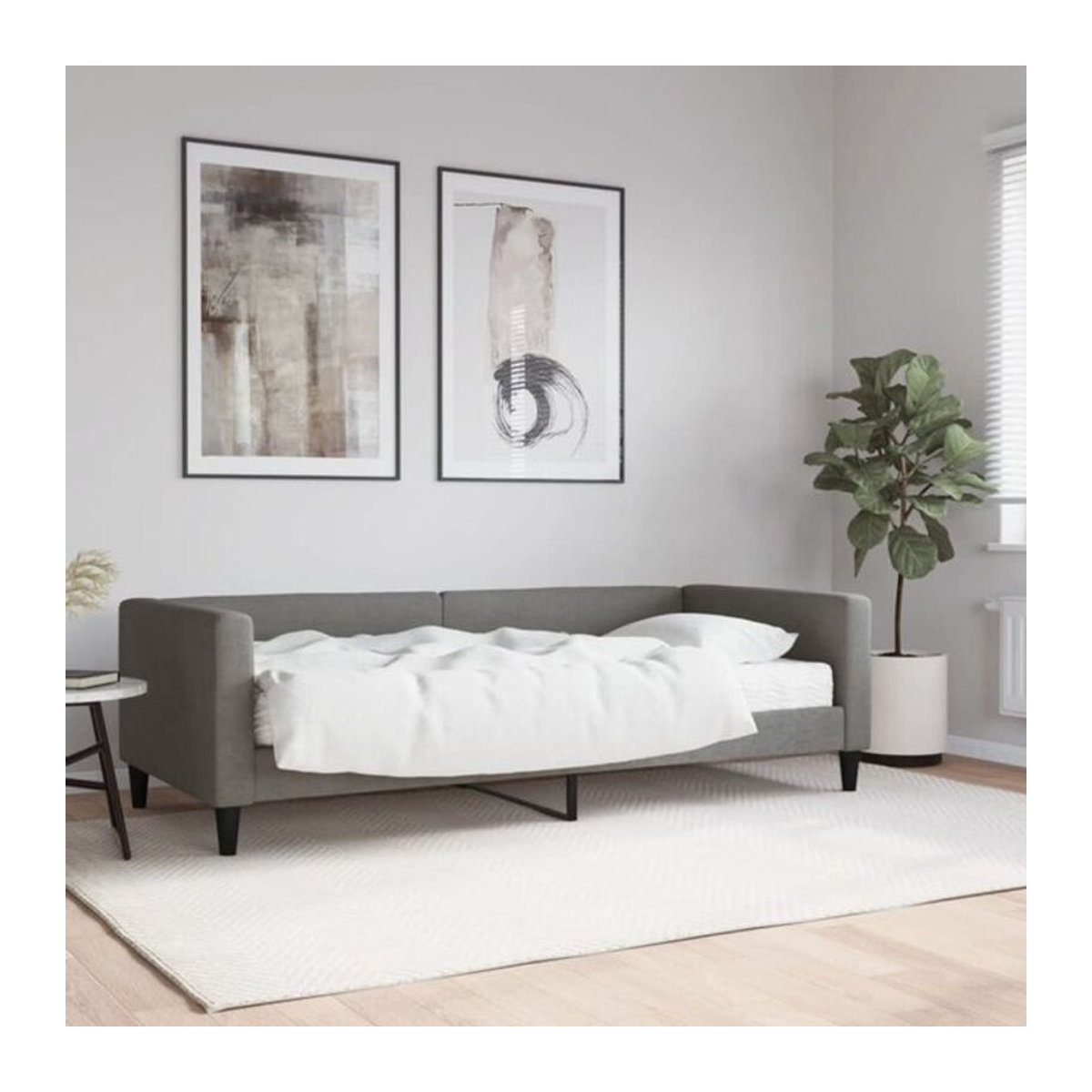 vidaxl Polsterbett Tagesbett mit Matratze in Anthrazit Grau aus Stoff und Metall B/T/H: 200 x 90 x 68 cm - Bild 1