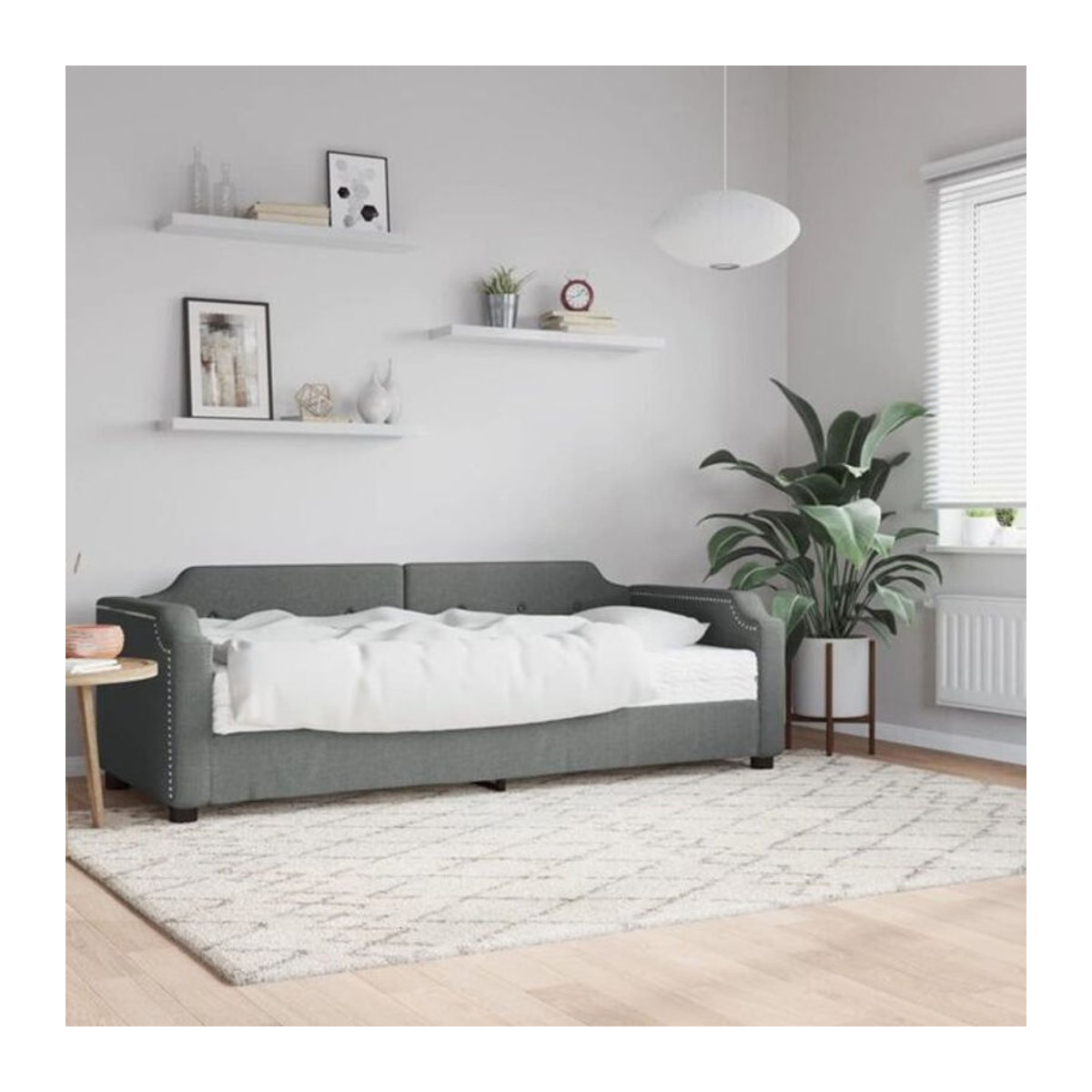 vidaxl Polsterbett Tagesbett mit Matratze in Anthrazit und Grau aus Stoff und Holz B/T/H: 80 x 200 x 66,5 cm - Bild 1
