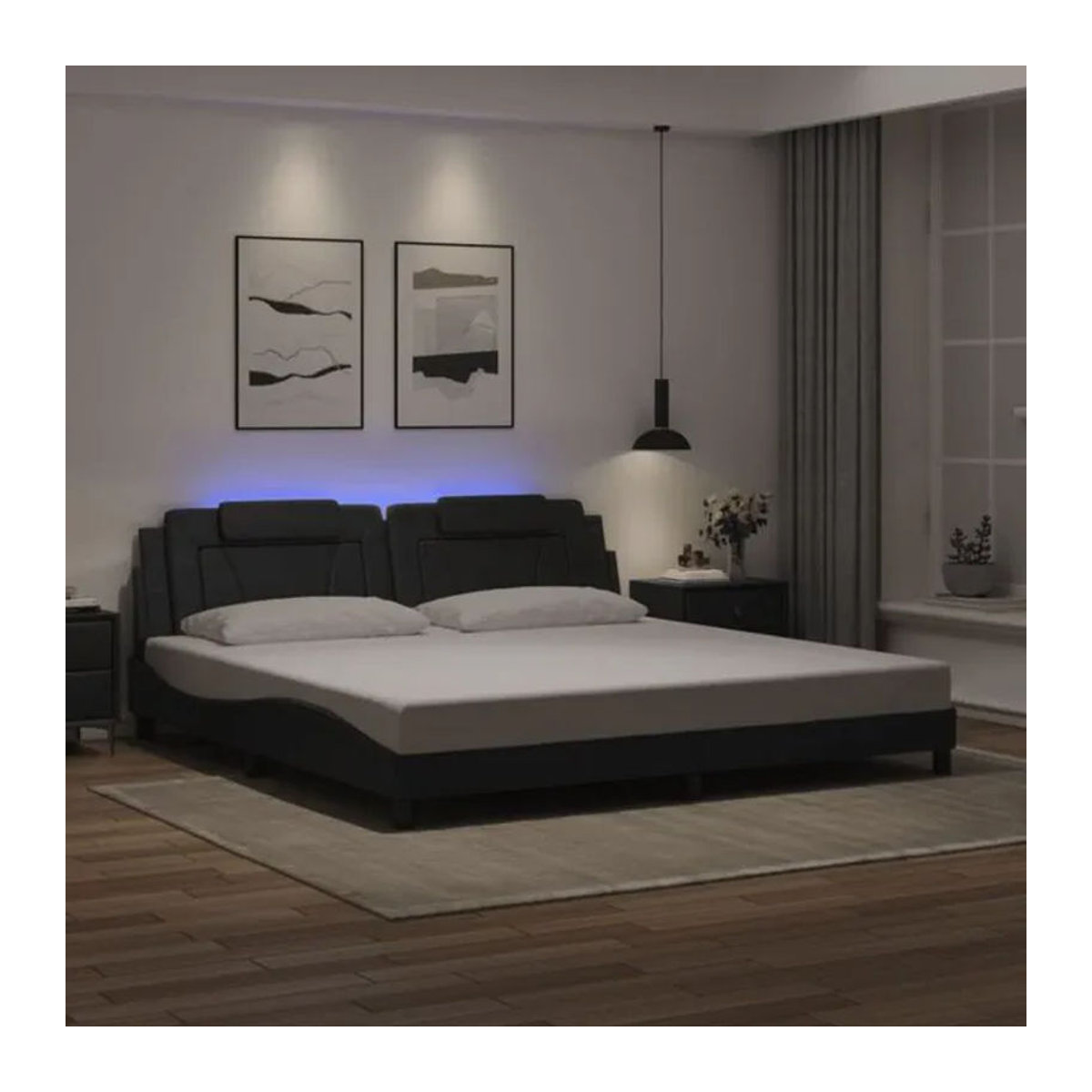 Vidaxl Polsterbett Viana in Schwarz aus Kunstleder und Metall mit LED-Beleuchtung B/T: 200 x 200 cm - Bild 1
