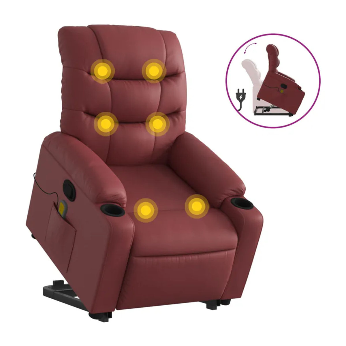 Vidaxl Relaxsessel als Aufstehhilfe und Massagesessel in Rot aus Kunstleder - Bild 2