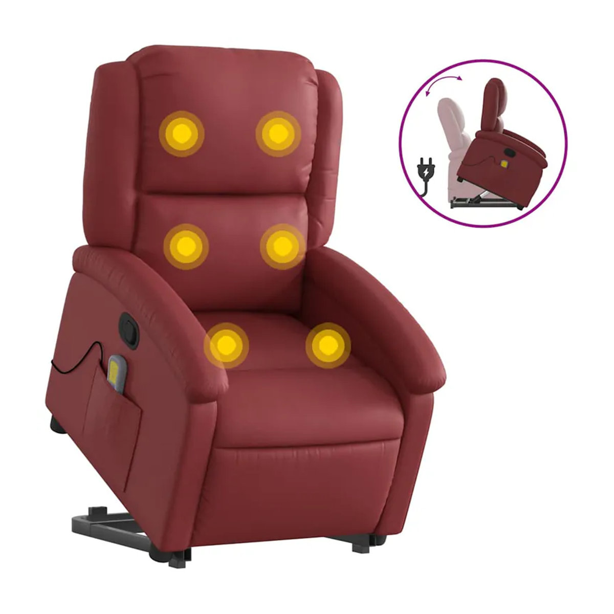 Vidaxl Relaxsessel Aufstehhilfe Massagesessel aus Kunstleder in Rot - Bild 7