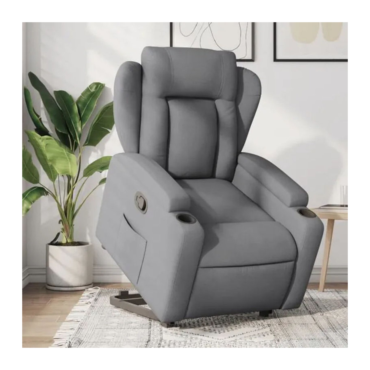vidaxl Relaxsessel mit Aufstehhilfe aus grauem Stoff - Bild 1
