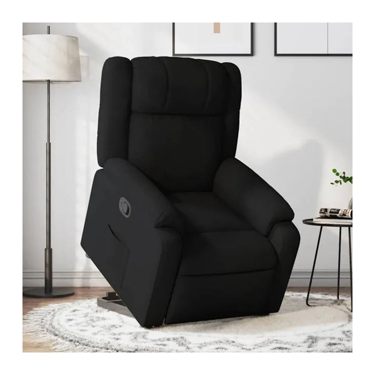 vidaxl Relaxsessel mit Aufstehhilfe aus schwarzem Polyester-Stoff - Bild 1