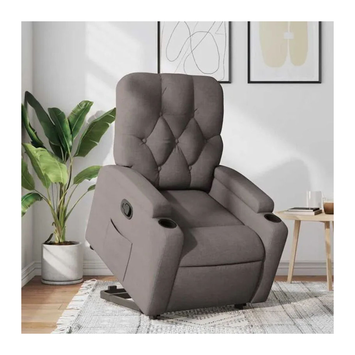 vidaxl Relaxsessel mit Aufstehhilfe aus Stoff in Taupe Meliert - Bild 1