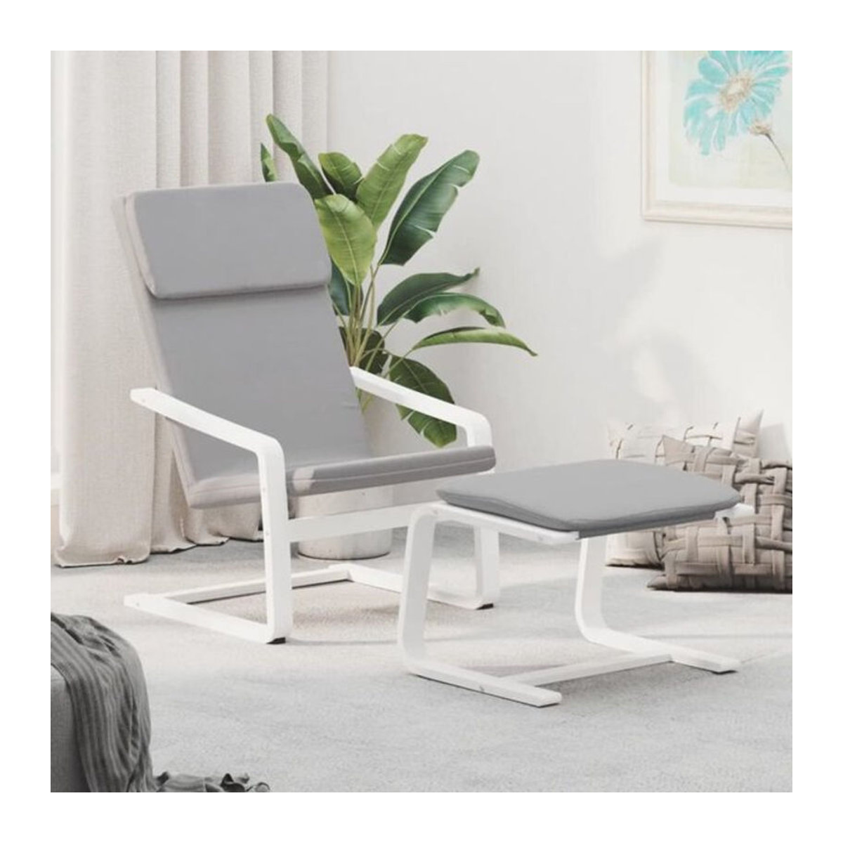 vidaxl Relaxsessel mit Hocker in Grau aus Stoff im modernen skandinavischen Design - Bild 1
