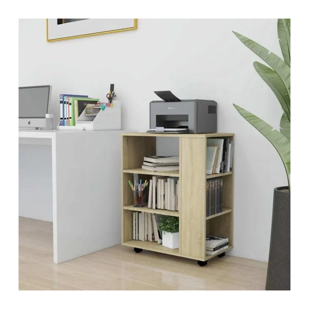 Vidaxl Rollschrank in Sonoma-Eiche Natur und Braun im modernen skandinavischen Design, B/T/H: 60 x 35 x 75 cm - Bild 1