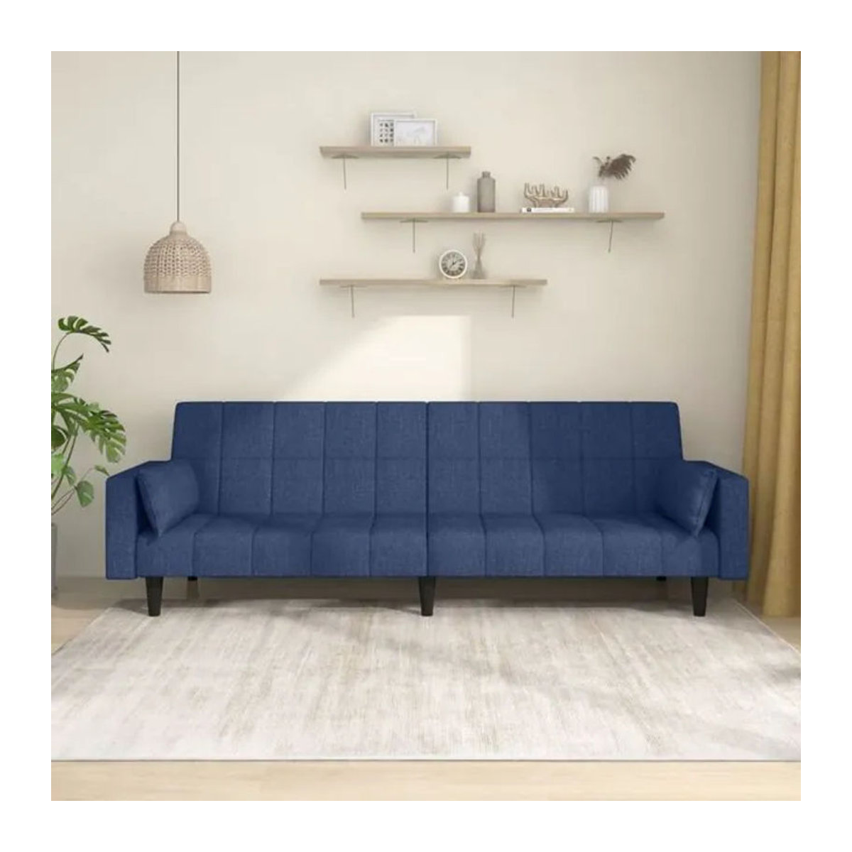 vidaxl Schlafsofa 2-Sitzer aus blauem Stoff mit 2 Kissen, Modernes Design, B: 220 cm, H: 69 cm, T: 84,5 cm - Bild 1