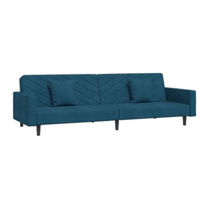 vidaxl Schlafsofa 2-Sitzer aus Samt in Blau mit 2 Kissen und modernem Design, B: 220 cm, H: 69 cm, T: 84,5 cm