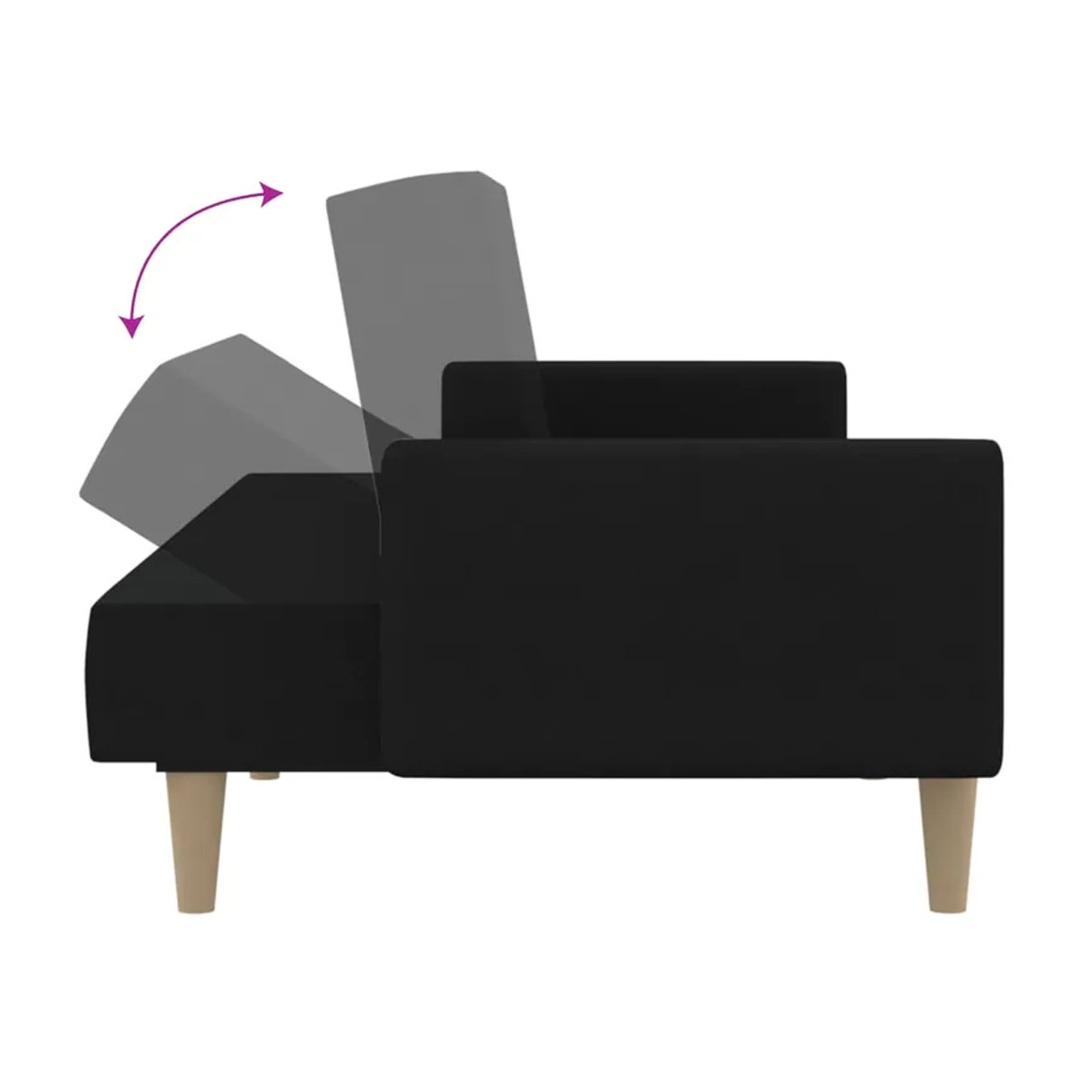 Vidaxl Schlafsofa 2-Sitzer in Schwarz mit Stoffbezug im modernen Design - Bild 3