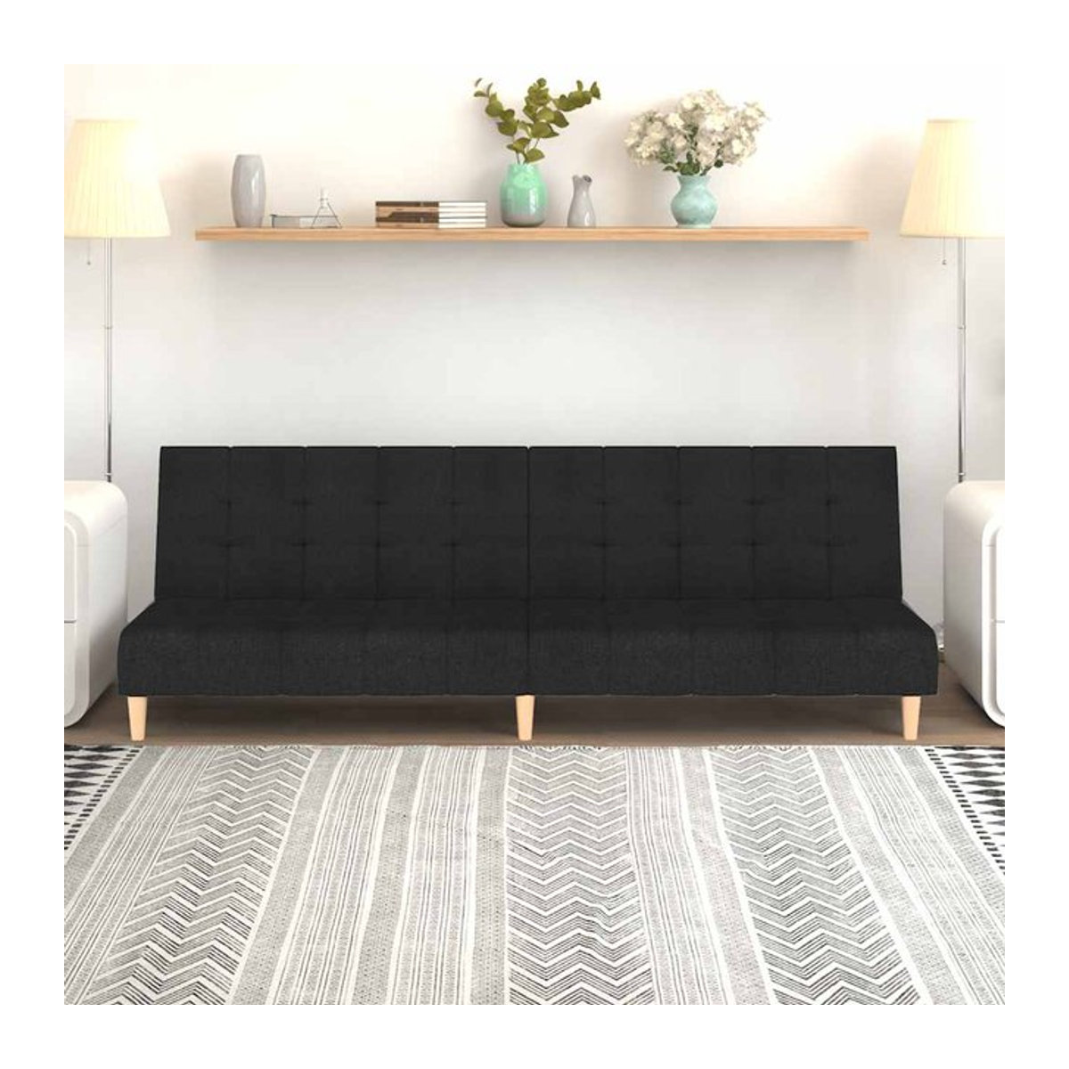 Vidaxl Schlafsofa 2-Sitzer in Schwarz mit Stoffbezug im modernen Design - Bild 1
