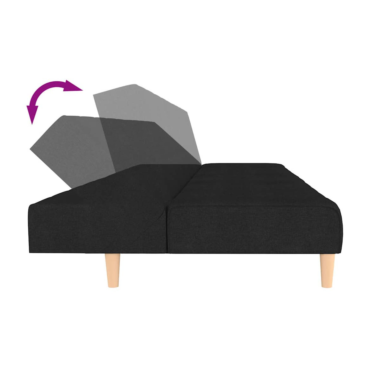Vidaxl Schlafsofa 2-Sitzer in Schwarz mit Stoffbezug im modernen Design - Bild 6