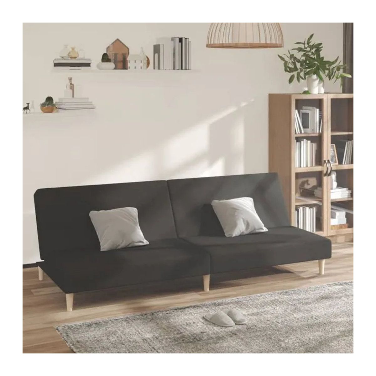 Vidaxl Schlafsofa 2-Sitzer in Schwarz mit Stoffbezug im modernen Design - Bild 1