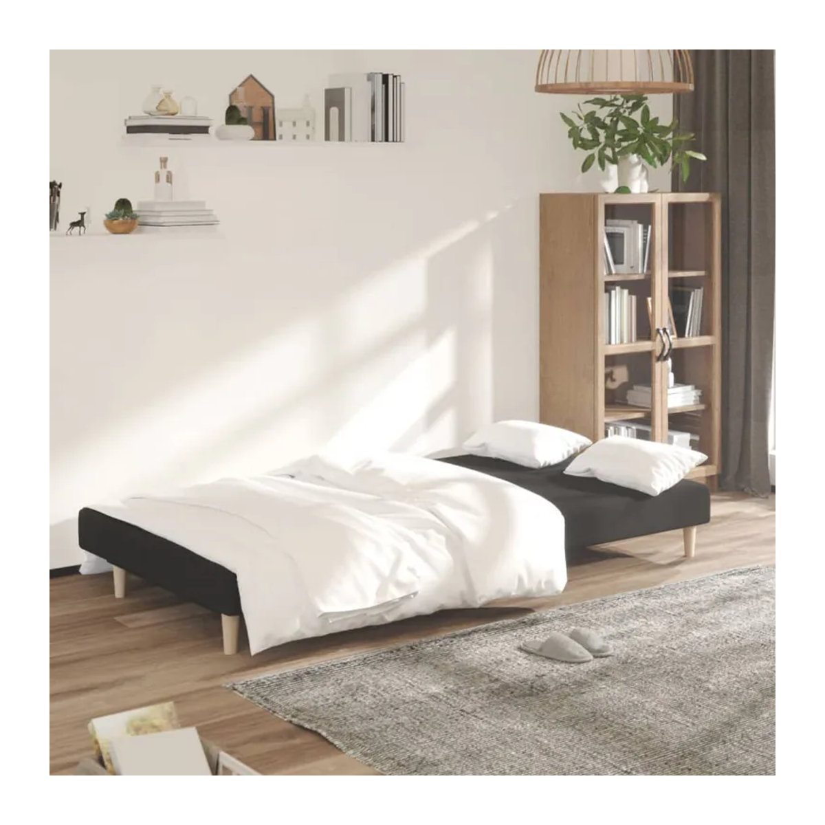 Vidaxl Schlafsofa 2-Sitzer in Schwarz mit Stoffbezug im modernen Design - Bild 2