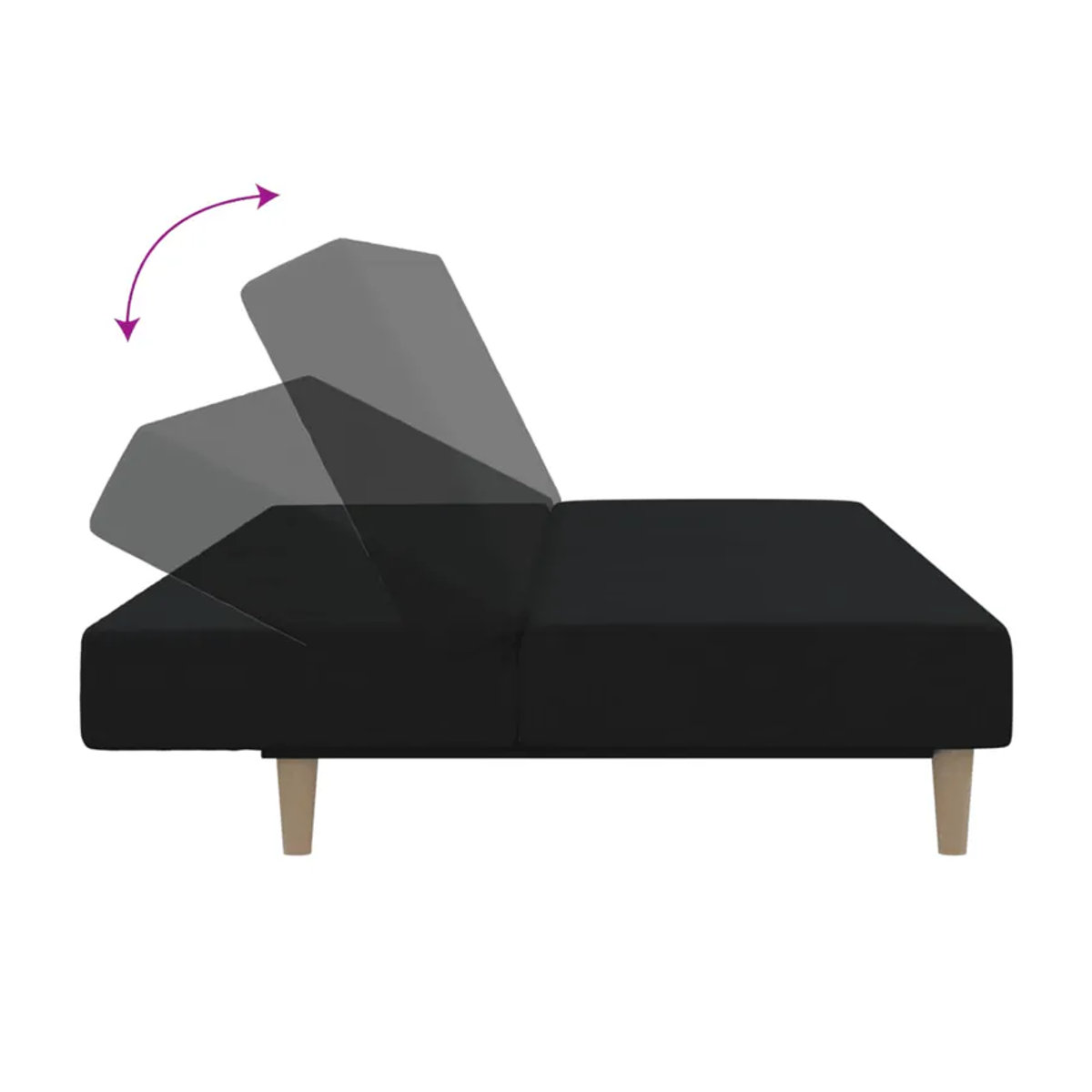 Vidaxl Schlafsofa 2-Sitzer in Schwarz mit Stoffbezug im modernen Design - Bild 4