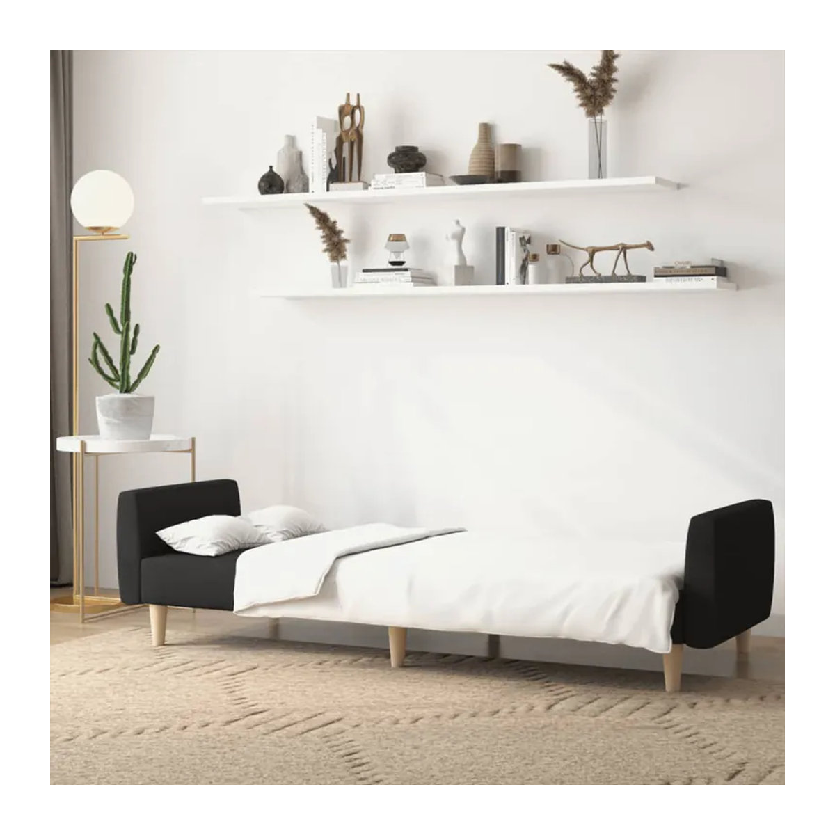 Vidaxl Schlafsofa 2-Sitzer in Schwarz mit Stoffbezug im modernen Design - Bild 4