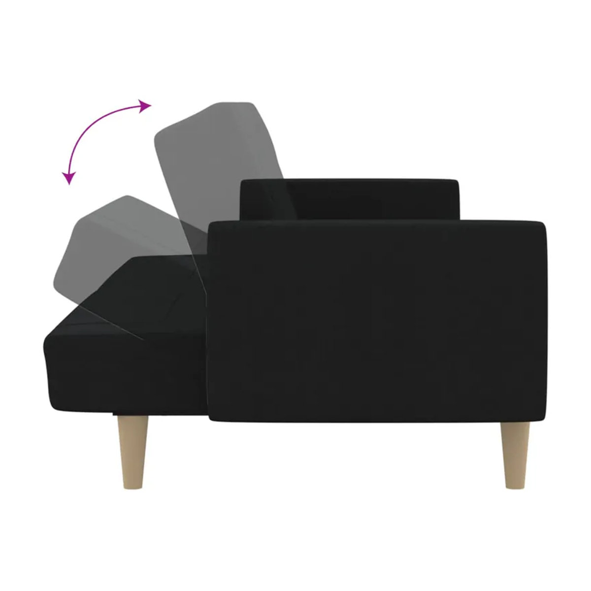 Vidaxl Schlafsofa 2-Sitzer in Schwarz mit Stoffbezug im modernen Design - Bild 5
