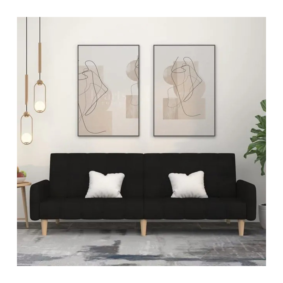 Vidaxl Schlafsofa 2-Sitzer in Schwarz mit Stoffbezug im modernen Design - Bild 1