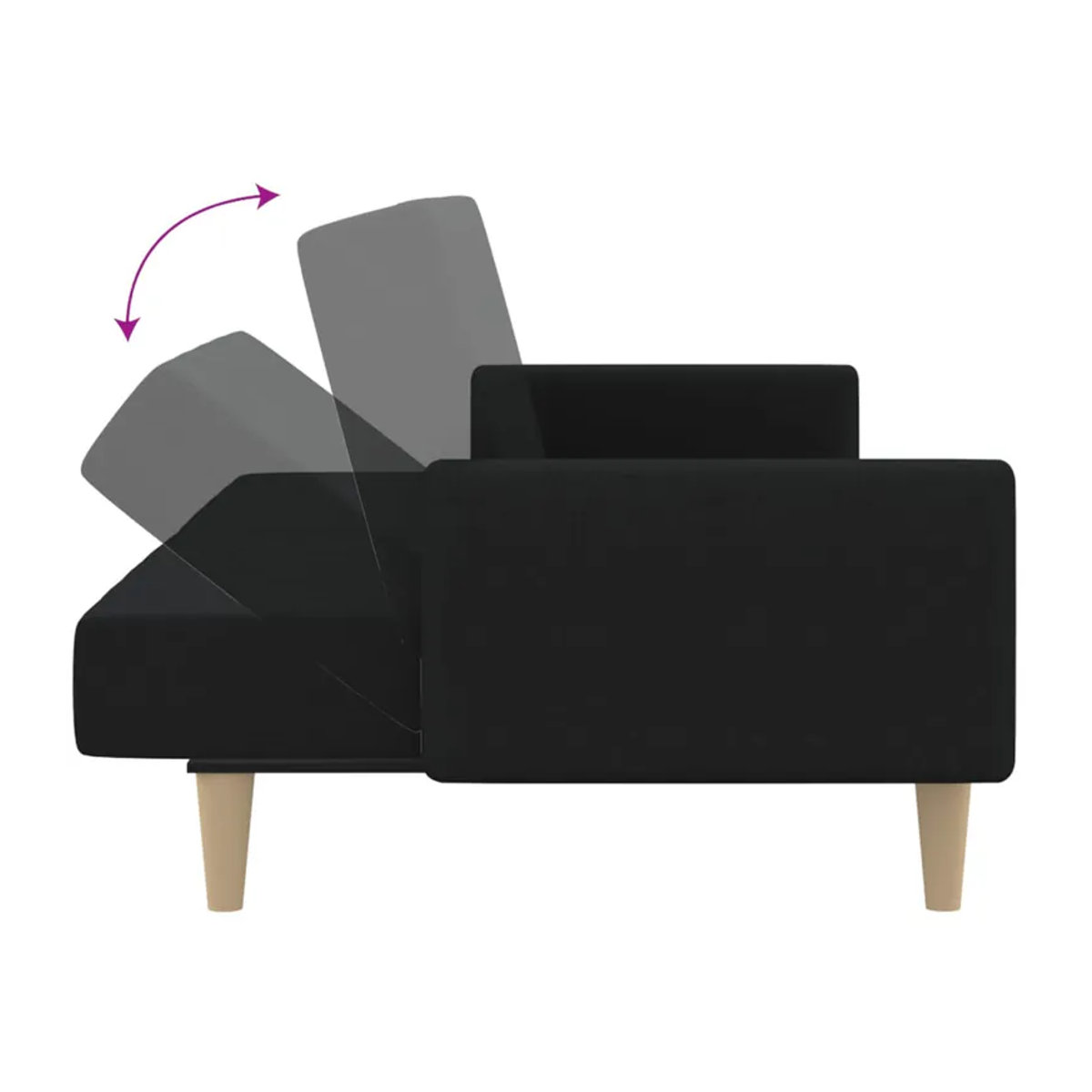Vidaxl Schlafsofa 2-Sitzer in Schwarz mit Stoffbezug im modernen Design - Bild 3