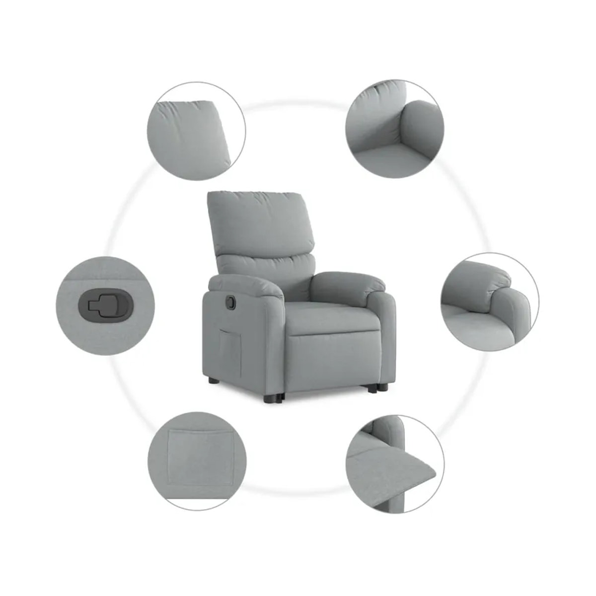 Vidaxl Schlafsofa Aufstehsessel in Grau mit Stoffbezug im modernen Design - Bild 2