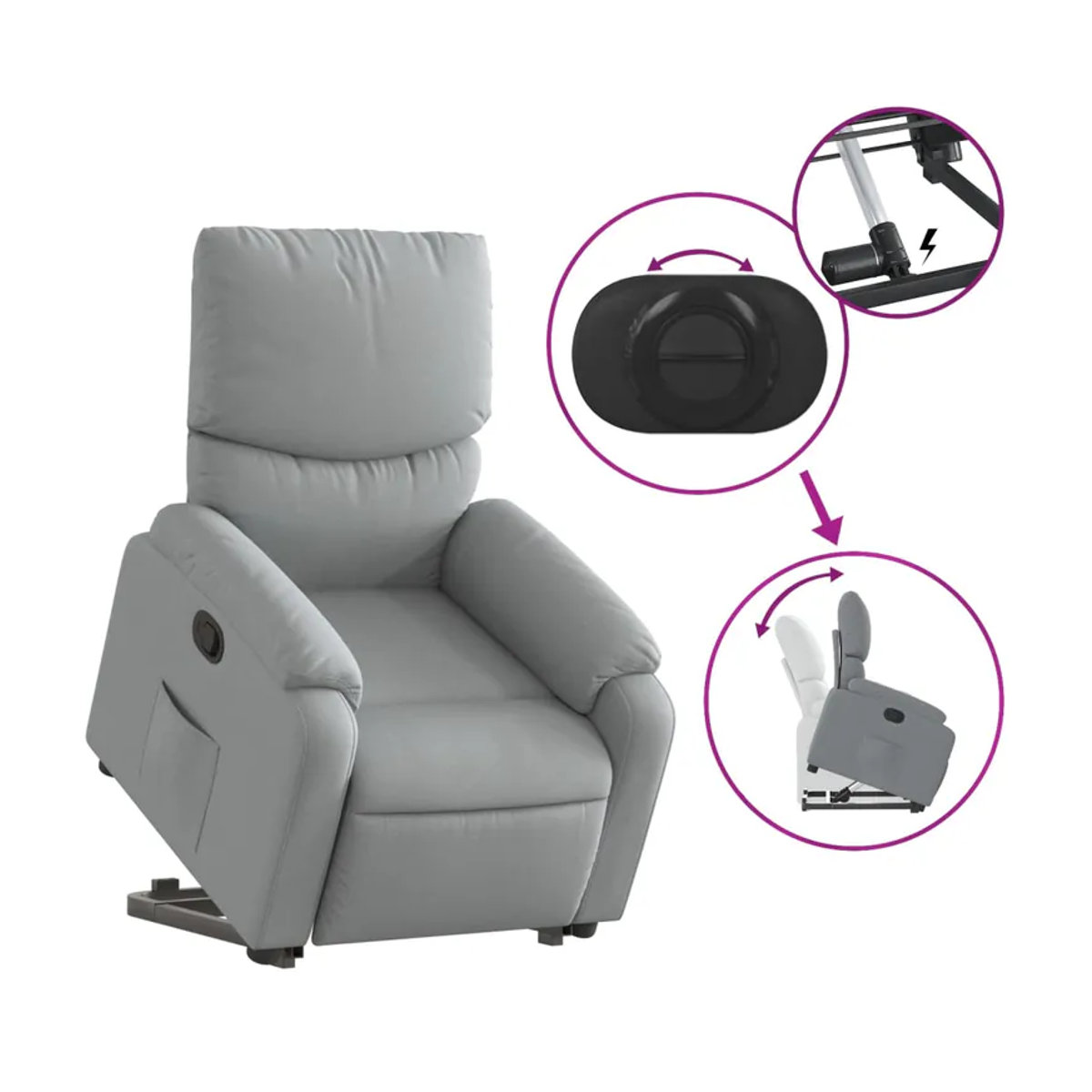 Vidaxl Schlafsofa Aufstehsessel in Grau mit Stoffbezug im modernen Design - Bild 3
