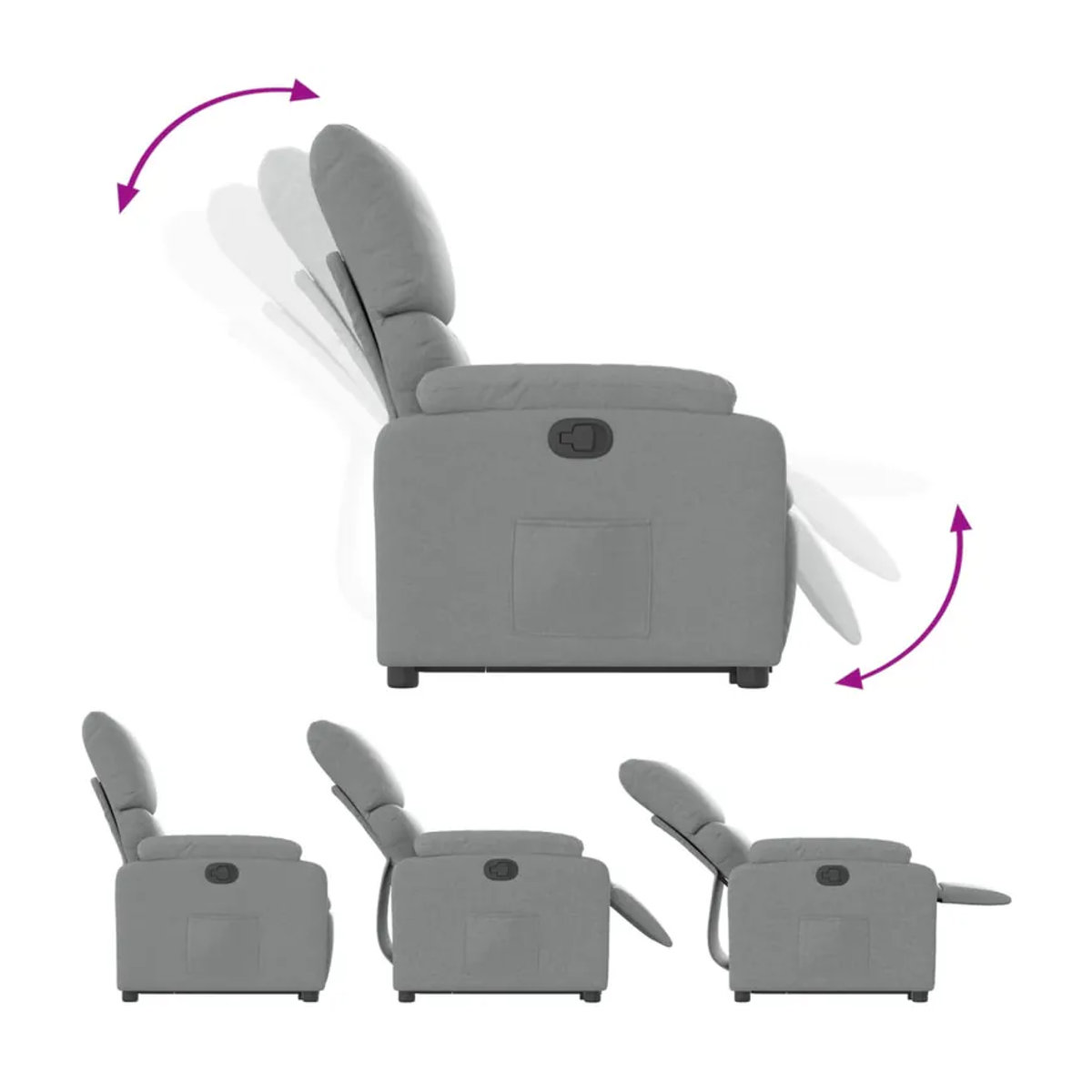 Vidaxl Schlafsofa Aufstehsessel in Grau mit Stoffbezug im modernen Design - Bild 6