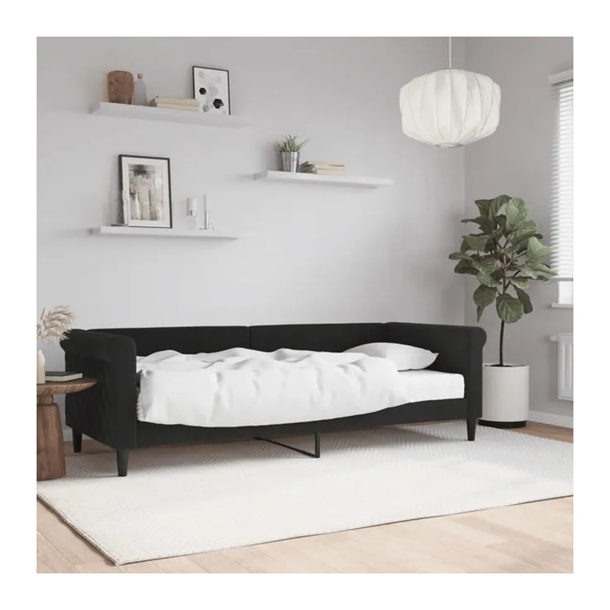 Vidaxl Schlafsofa aus Samt in Schwarz, Modernes Design, Breite: 80 cm, Länge: 200 cm - Bild 1