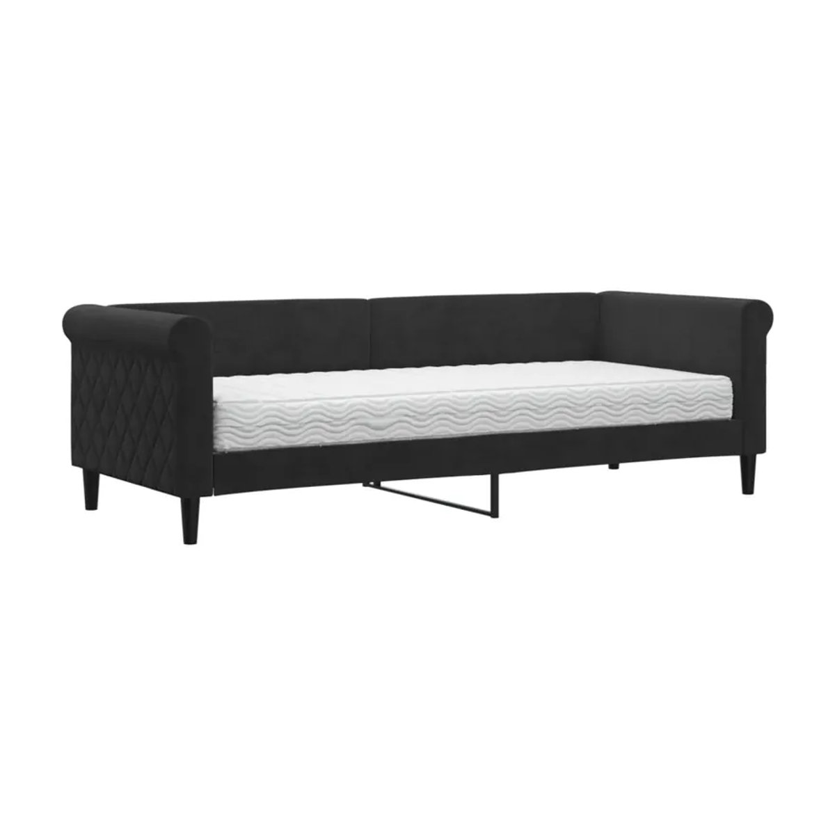 Vidaxl Schlafsofa aus Samt in Schwarz, Modernes Design, Breite: 80 cm, Länge: 200 cm - Bild 3