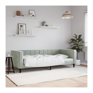 Vidaxl Schlafsofa in Grau mit Samtbezug und Massivholzgestell, B/H: 90 x 200 cm