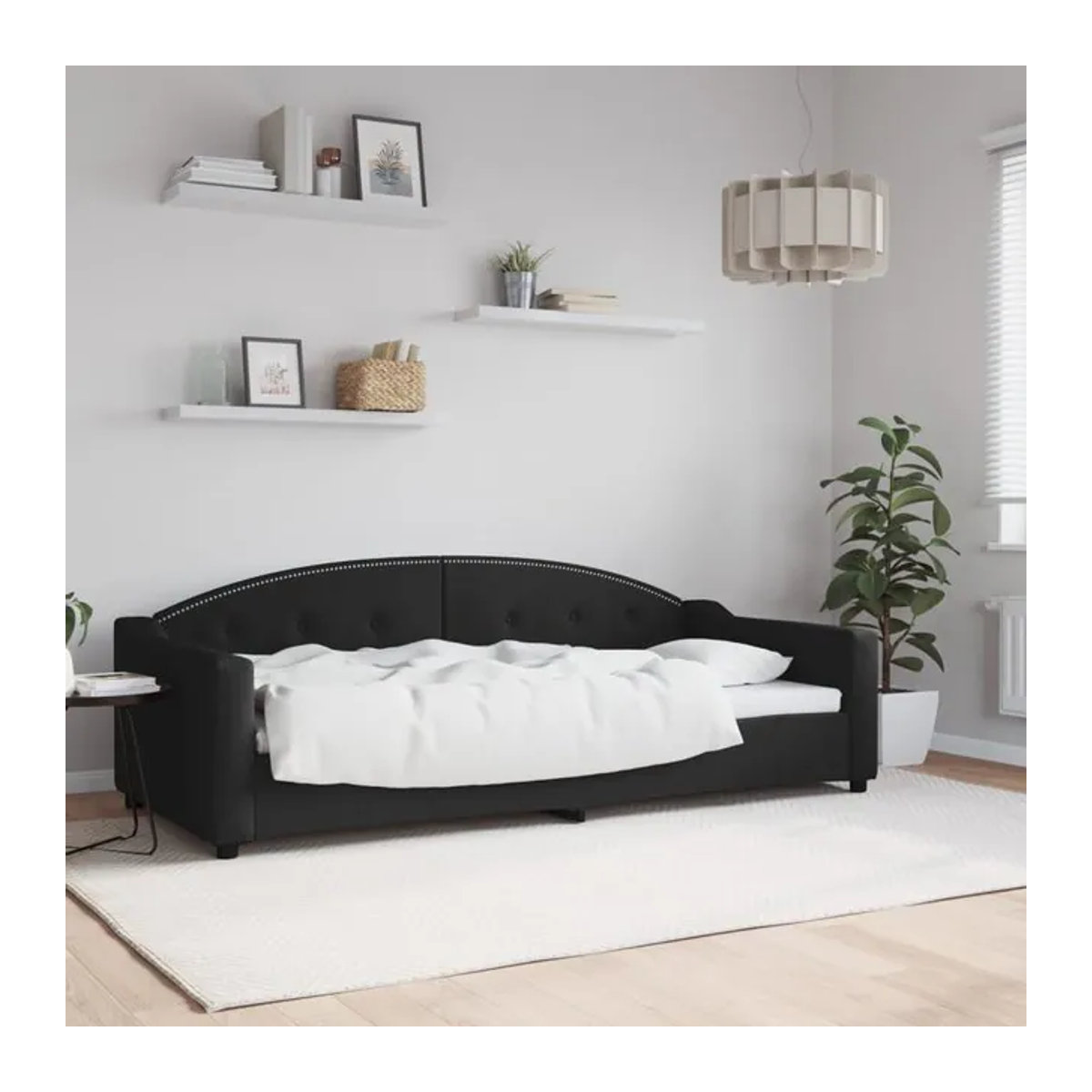 Vidaxl Schlafsofa in Schwarz mit Schlaffunktion und Stoffbezug, B: 90 cm, L: 200 cm - Bild 1