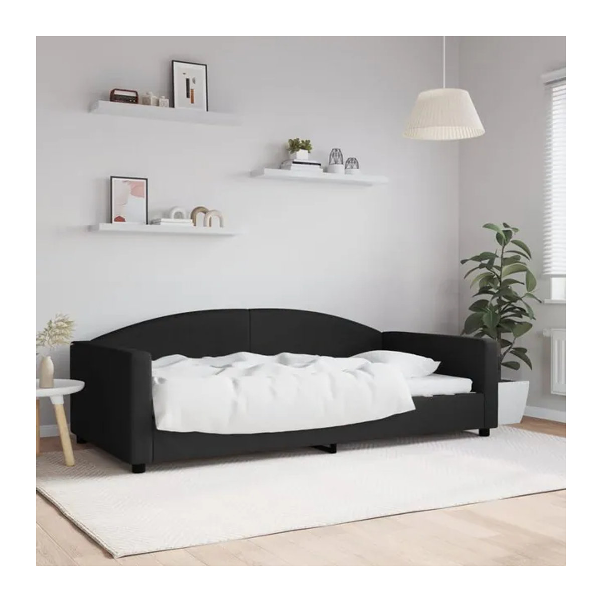 Vidaxl Schlafsofa in Schwarz mit Stoffbezug, Modern und Minimalistisch, B: 100 cm, L: 200 cm - Bild 1
