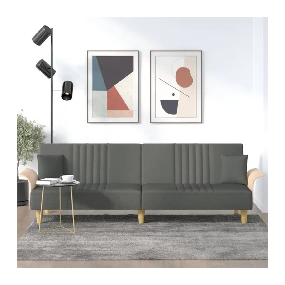 Vidaxl Schlafsofa mit Armlehnen in Grau, stoffbezogen und modern - Bild 1