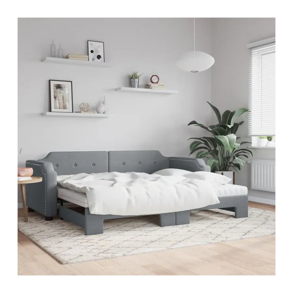 Vidaxl Schlafsofa mit Matratze in Grau aus Stoff, B/T/H: 90 x 200 cm - Bild 1