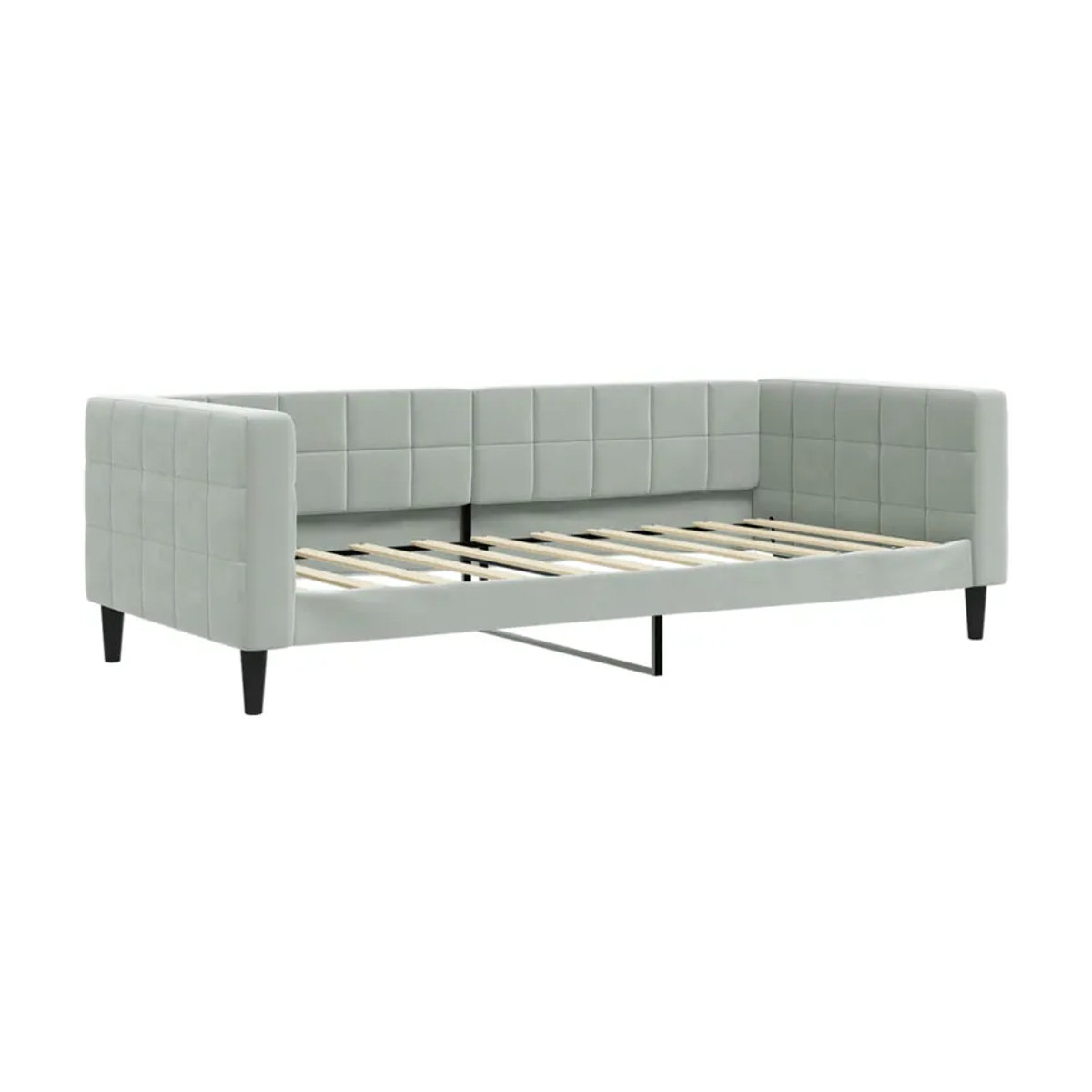Vidaxl Schlafsofa mit Schlaffunktion aus Samt in Grau, B/T/H: 190 x 90 cm - Bild 2
