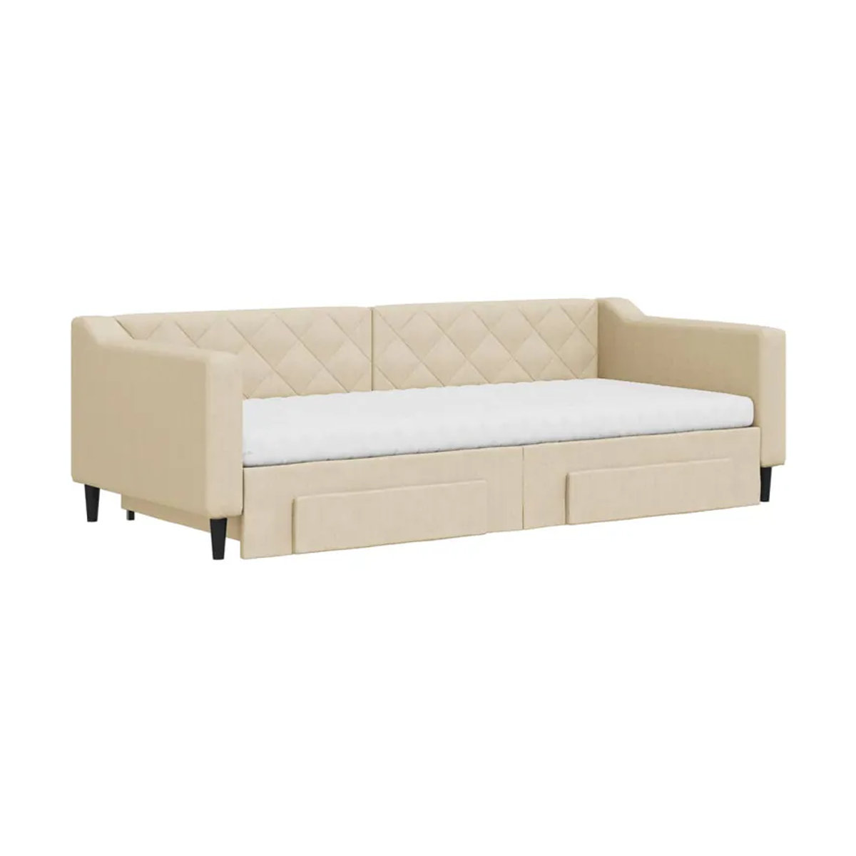 Vidaxl Schlafsofa mit Schubladen in Cremefarben aus Stoff, B/T/H: 90 x 200 cm - Bild 2