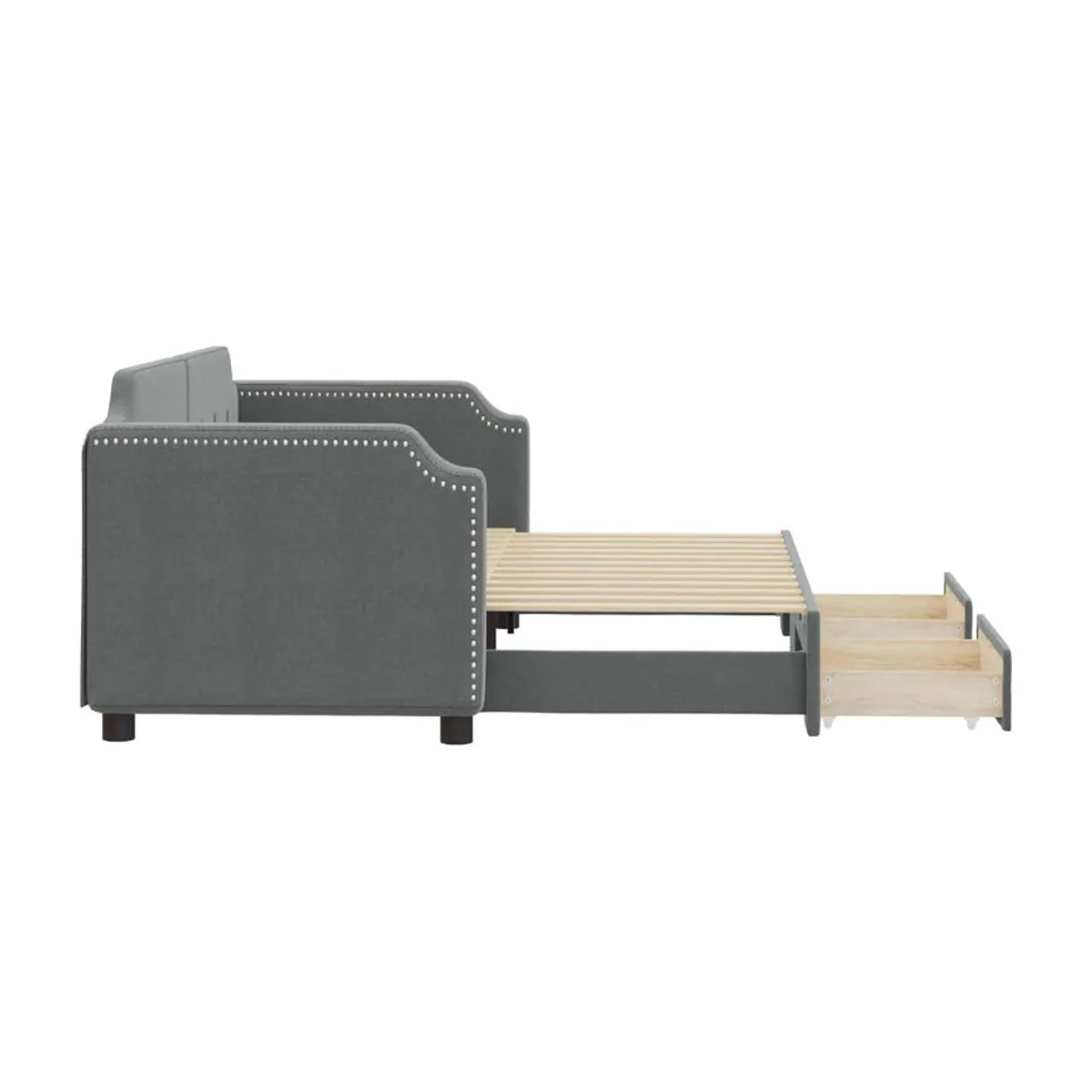 Vidaxl Schlafsofa mit Schubladen in Grau aus Stoff und Holz mit Metallgestell, Breite: 80 cm, Länge: 200 cm - Bild 3
