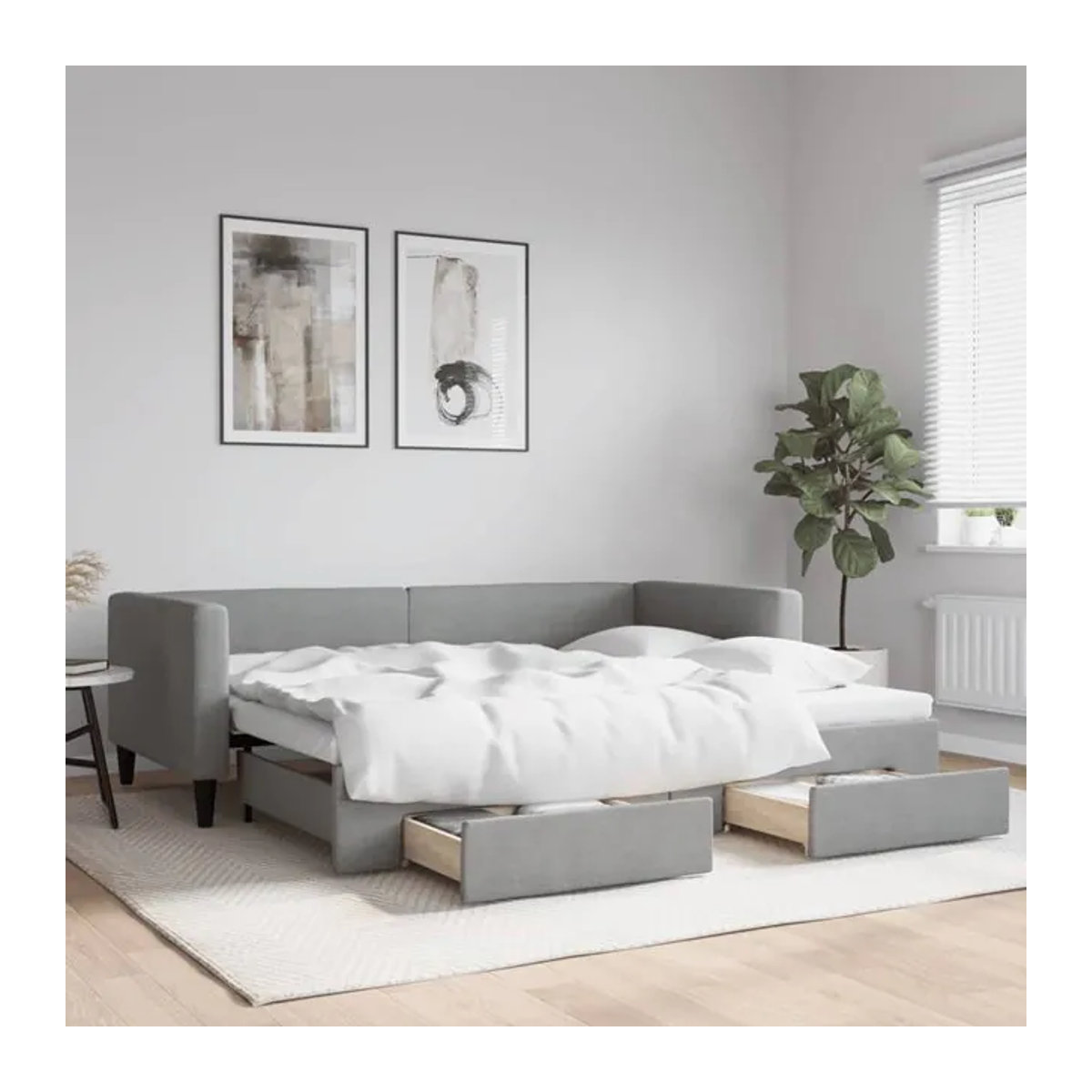Vidaxl Schlafsofa mit Schubladen in Hellgrau aus Stoff, B/T/H: 90 x 190 cm - Bild 1