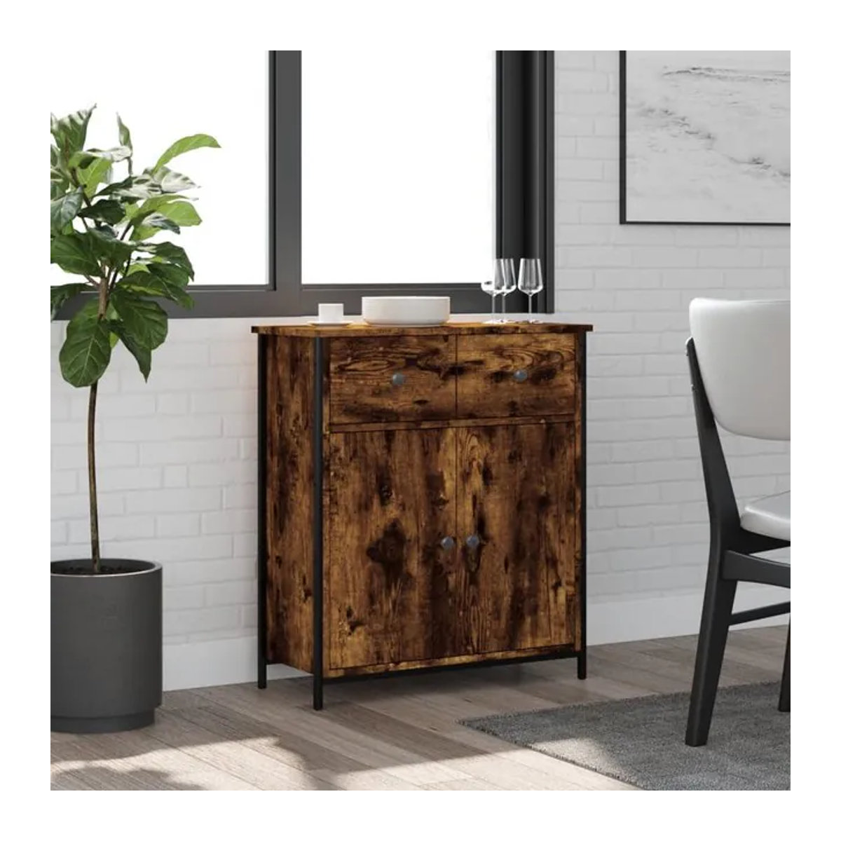 Vidaxl Schrank in Geräuchertem Eichen-Design, Braun, B/T/H: 70 x 30 x 80 cm - Bild 1