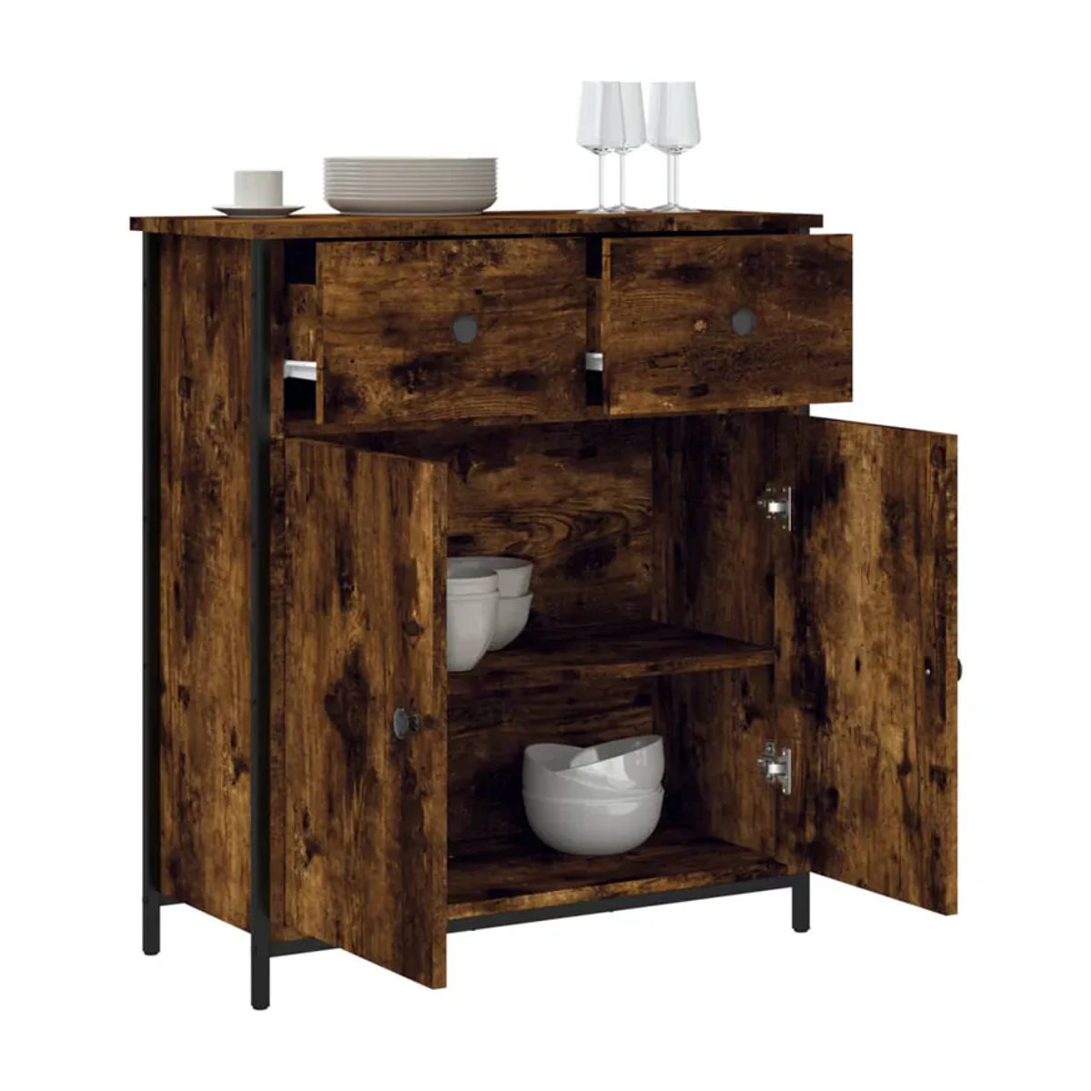 Vidaxl Schrank in Geräuchertem Eichen-Design, Braun, B/T/H: 70 x 30 x 80 cm - Bild 5