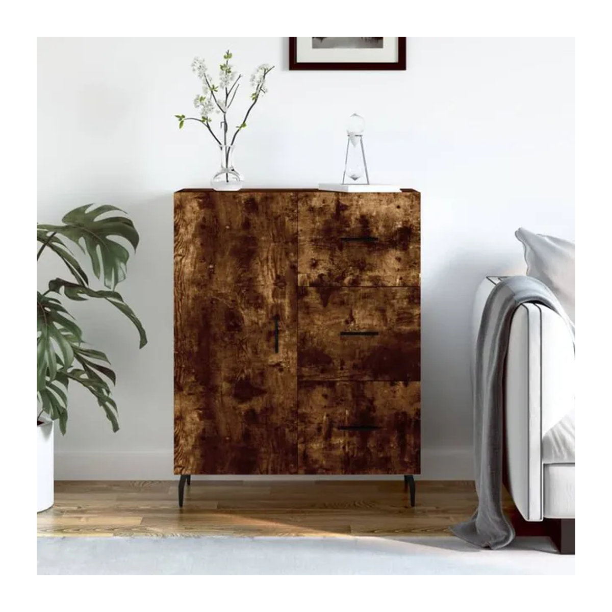 vidaxl Schrank in Geräuchertem Eichen-Design mit brauner Farbe, B/T/H: 69,5 x 34 x 90 cm - Bild 1
