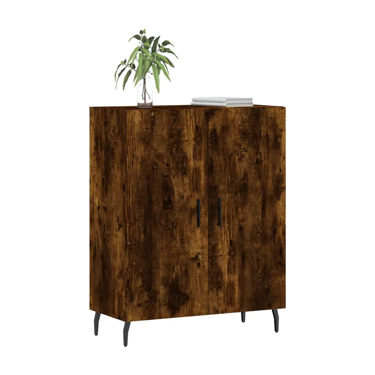 vidaxl Schrank in Geräuchertem Eichen-Look mit Scharniertüren und verstellbaren Regalböden, Braun, B/T/H: 69,5 x 34 x 90 cm - Bild 4