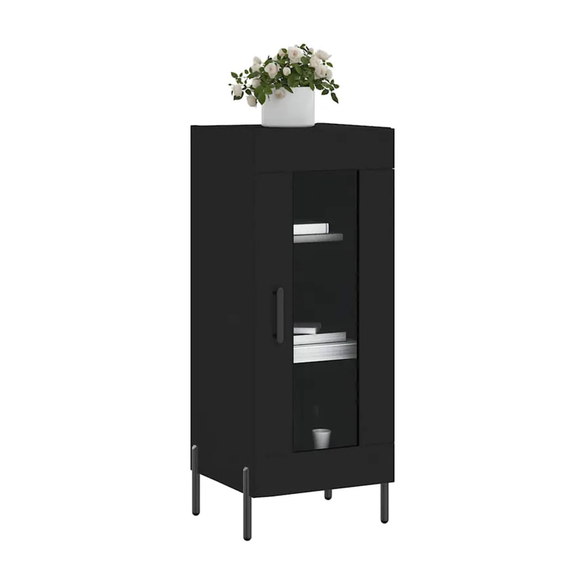 Vidaxl Schrank in Schwarz mit Drehtüren aus Holzwerkstoff und Glas, B/T/H: 34,5 x 34 x 90 cm - Bild 3