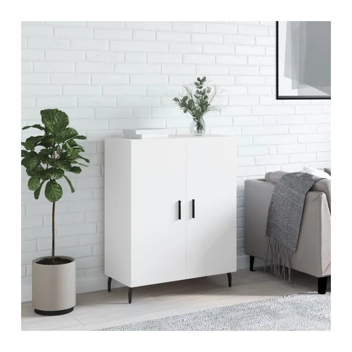 Vidaxl Schrank in Weiß mit Scharniertüren, B/T/H: 69,5 x 34 x 90 cm - Bild 1