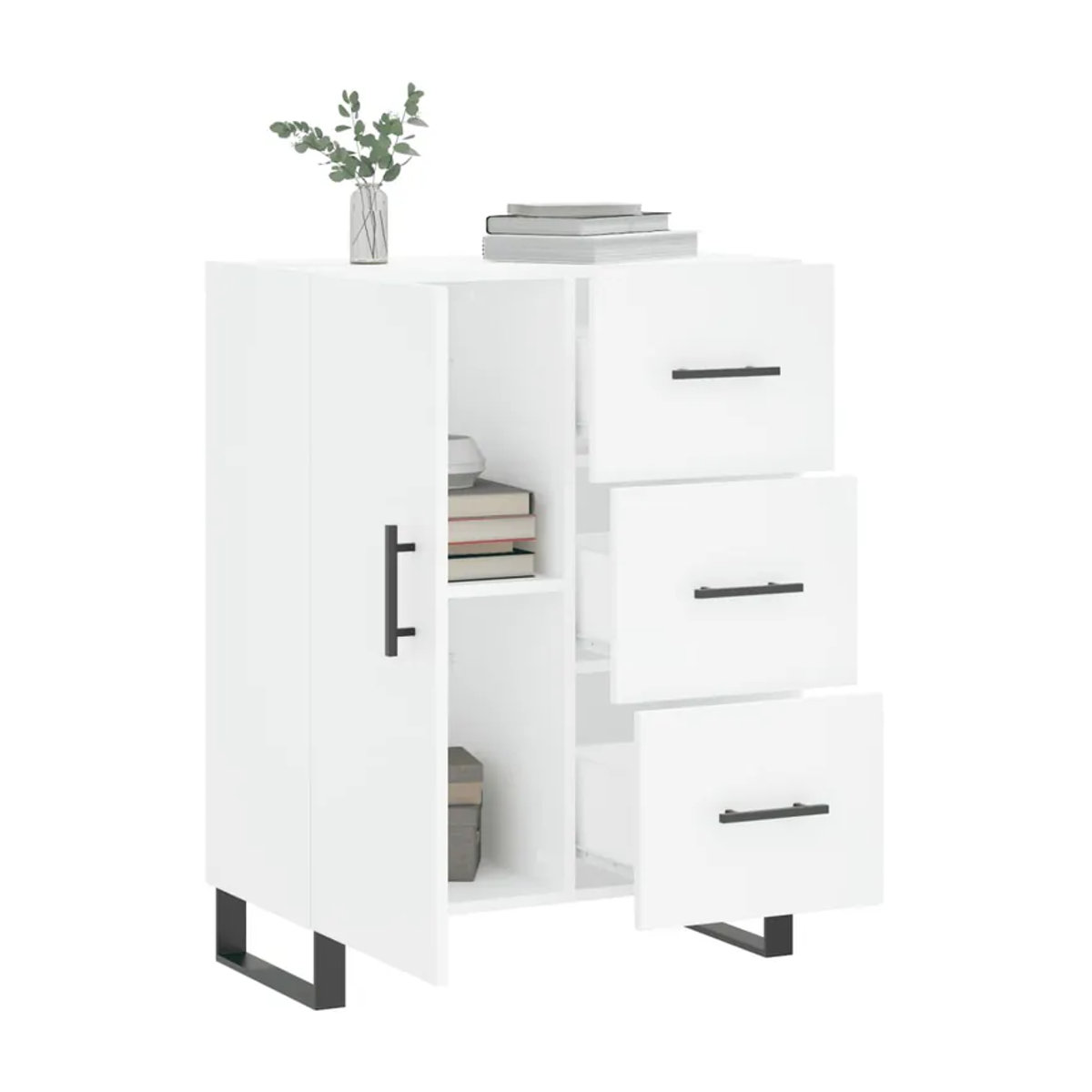 Vidaxl Schrank in Weiß mit Scharniertüren und Schublade, B/T/H: 69,5 x 34 x 90 cm - Bild 2