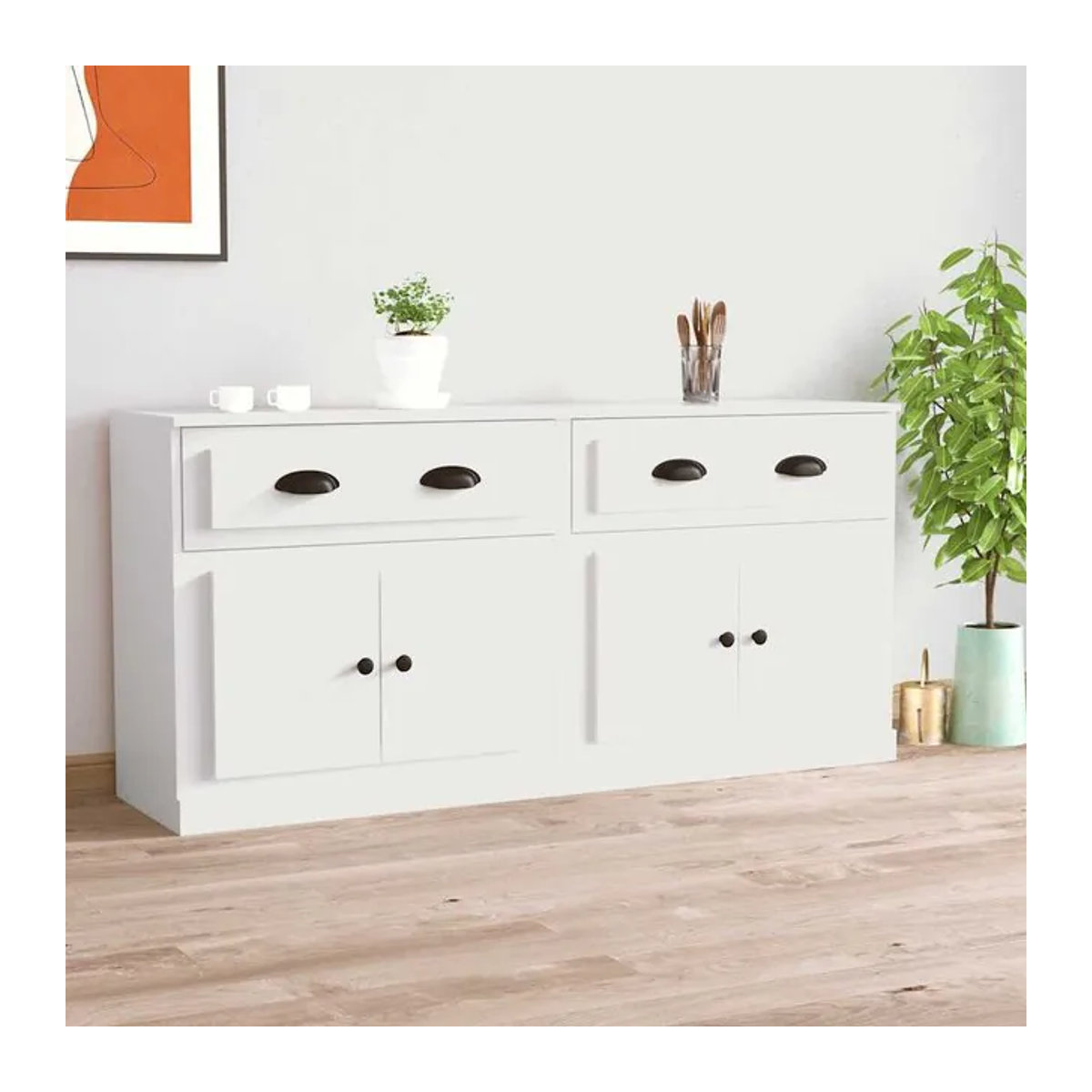 Vidaxl Schränke Classic Set, 2 Stück, Weiß, Holzwerkstoff - Bild 1