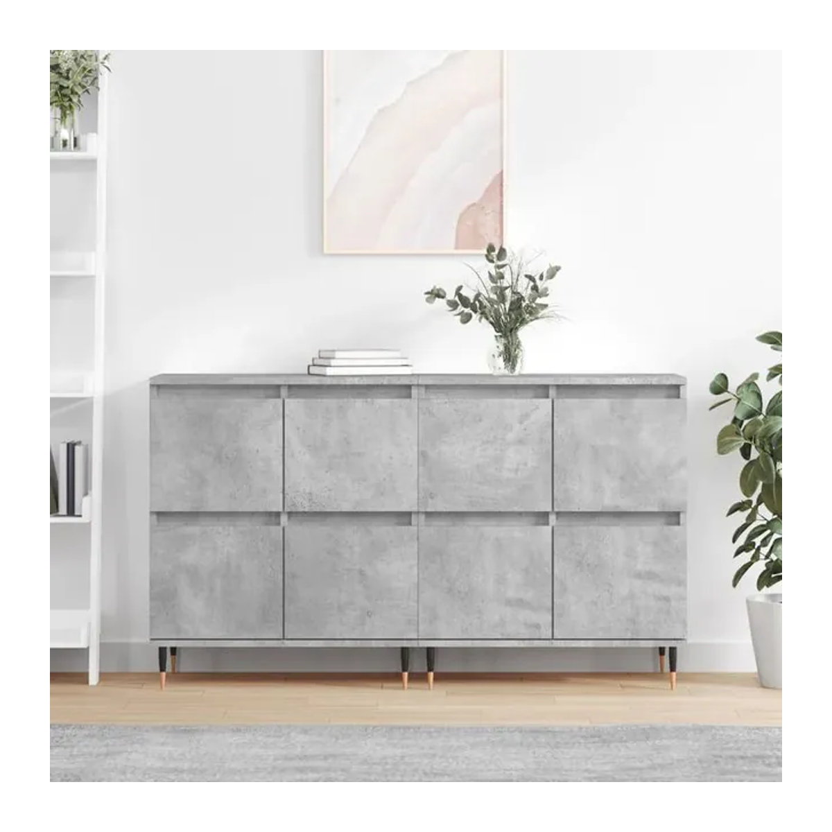 Vidaxl Schränke im 2er-Set, Classic Design, Beton Grau, Holzwerkstoff, freistehend mit Schwenktüren - Bild 1