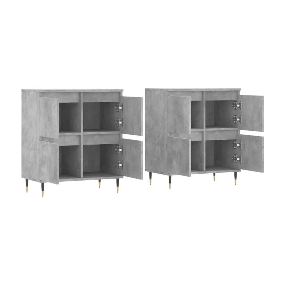 Vidaxl Schränke im 2er-Set, Classic Design, Beton Grau, Holzwerkstoff, freistehend mit Schwenktüren - Bild 3