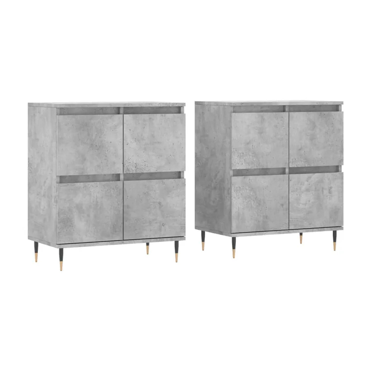 Vidaxl Schränke im 2er-Set, Classic Design, Beton Grau, Holzwerkstoff, freistehend mit Schwenktüren - Bild 6
