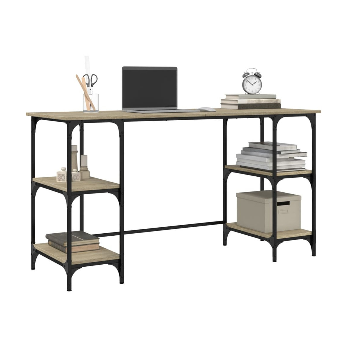 Vidaxl Schreibtisch im Industrial Design aus Holzwerkstoff und Metall in Sonoma-Eiche, B/T/H: 140 x 50 x 75 cm - Bild 2